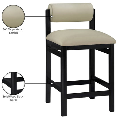 Roundhill Taupe Vegan Leather Upholstered Counter Stool