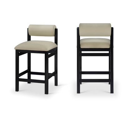 Roundhill Taupe Vegan Leather Upholstered Counter Stool
