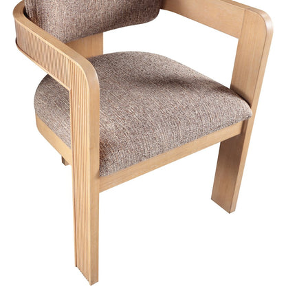 Sacha Brown Linen Textured Fabric Dining Chair, Set of 2