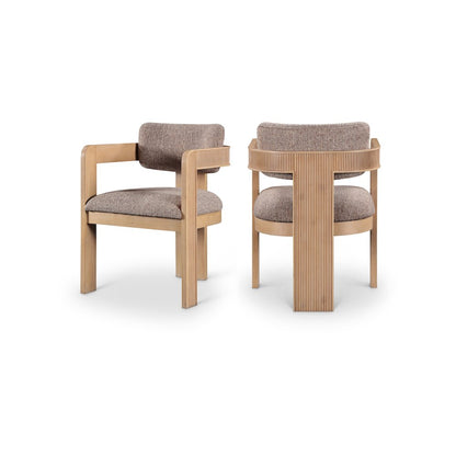 Sacha Brown Linen Textured Fabric Dining Chair, Set of 2