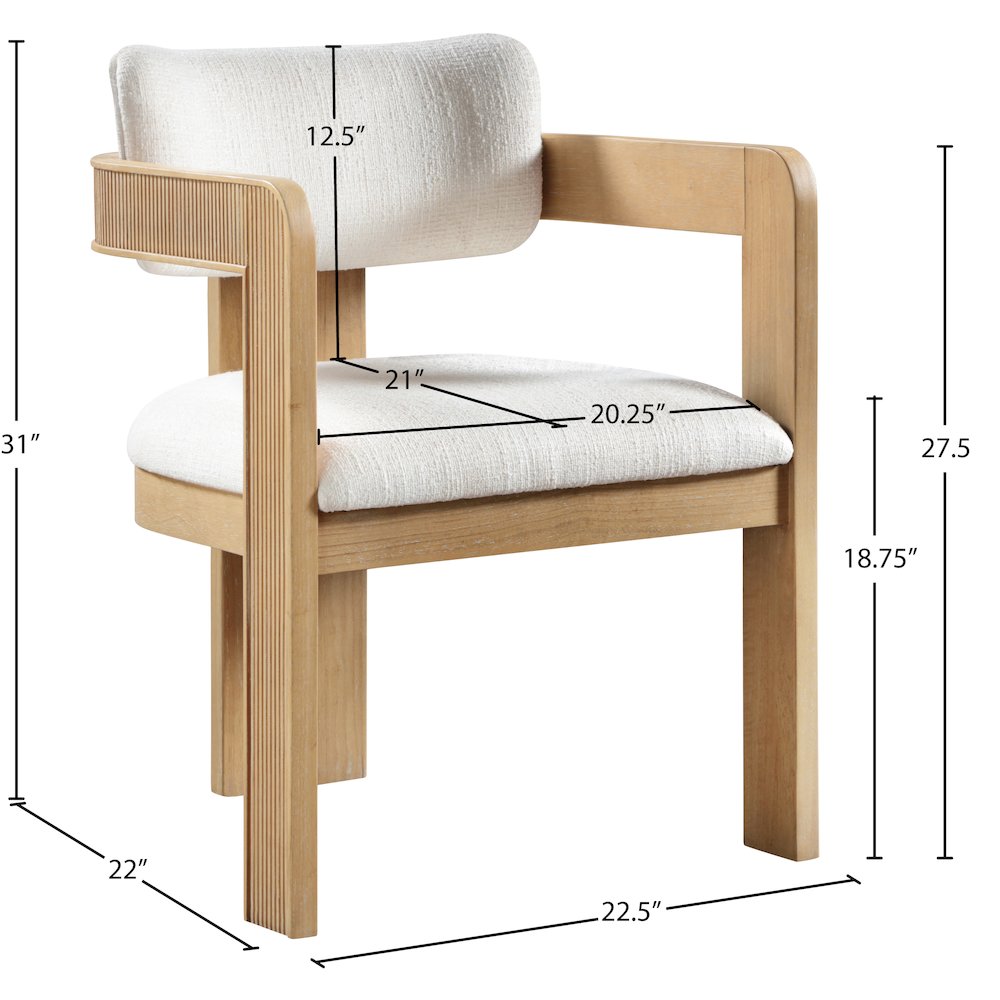 Sacha Cream Linen Textured Fabric Dining Chair, Set of 2