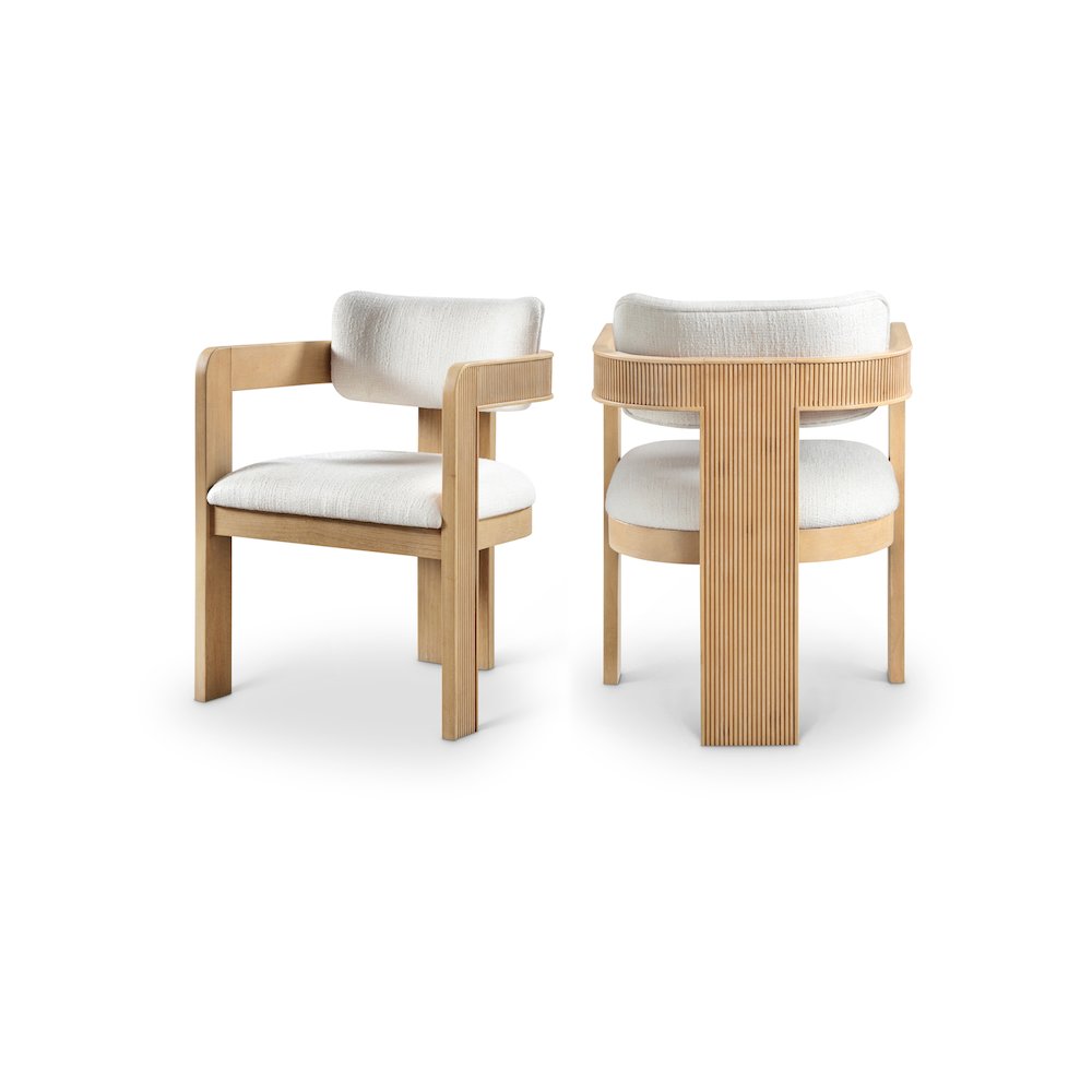 Sacha Cream Linen Textured Fabric Dining Chair, Set of 2