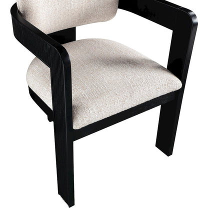 Sacha Beige Linen Textured Fabric Dining Chair, Set of 2