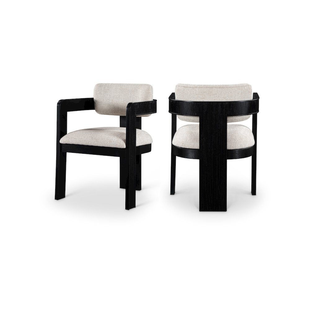 Sacha Beige Linen Textured Fabric Dining Chair, Set of 2