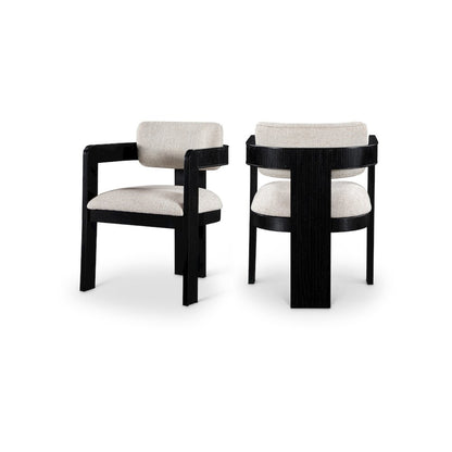 Sacha Beige Linen Textured Fabric Dining Chair, Set of 2