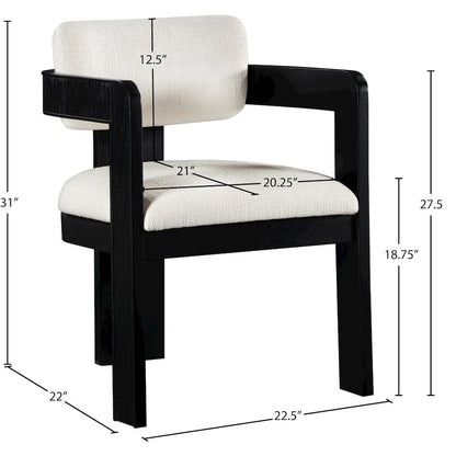 Sacha Cream Linen Textured Fabric Dining Chair, Set of 2