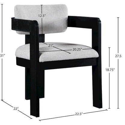 Sacha Grey Linen Textured Fabric Dining Chair, Set of 2