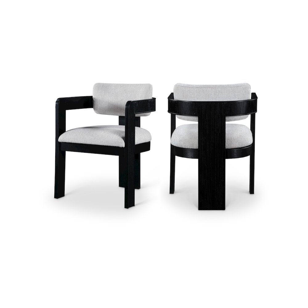 Sacha Grey Linen Textured Fabric Dining Chair, Set of 2