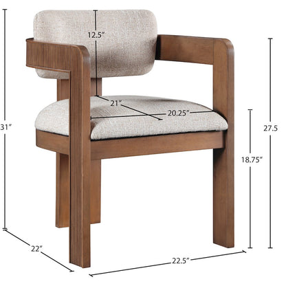 Sacha Beige Linen Textured Fabric Dining Chair, Set of 2