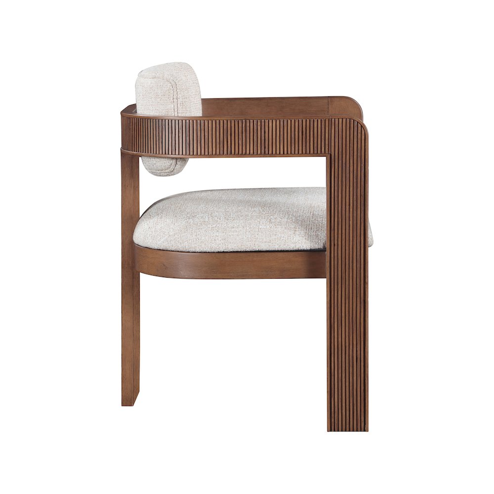 Sacha Beige Linen Textured Fabric Dining Chair, Set of 2