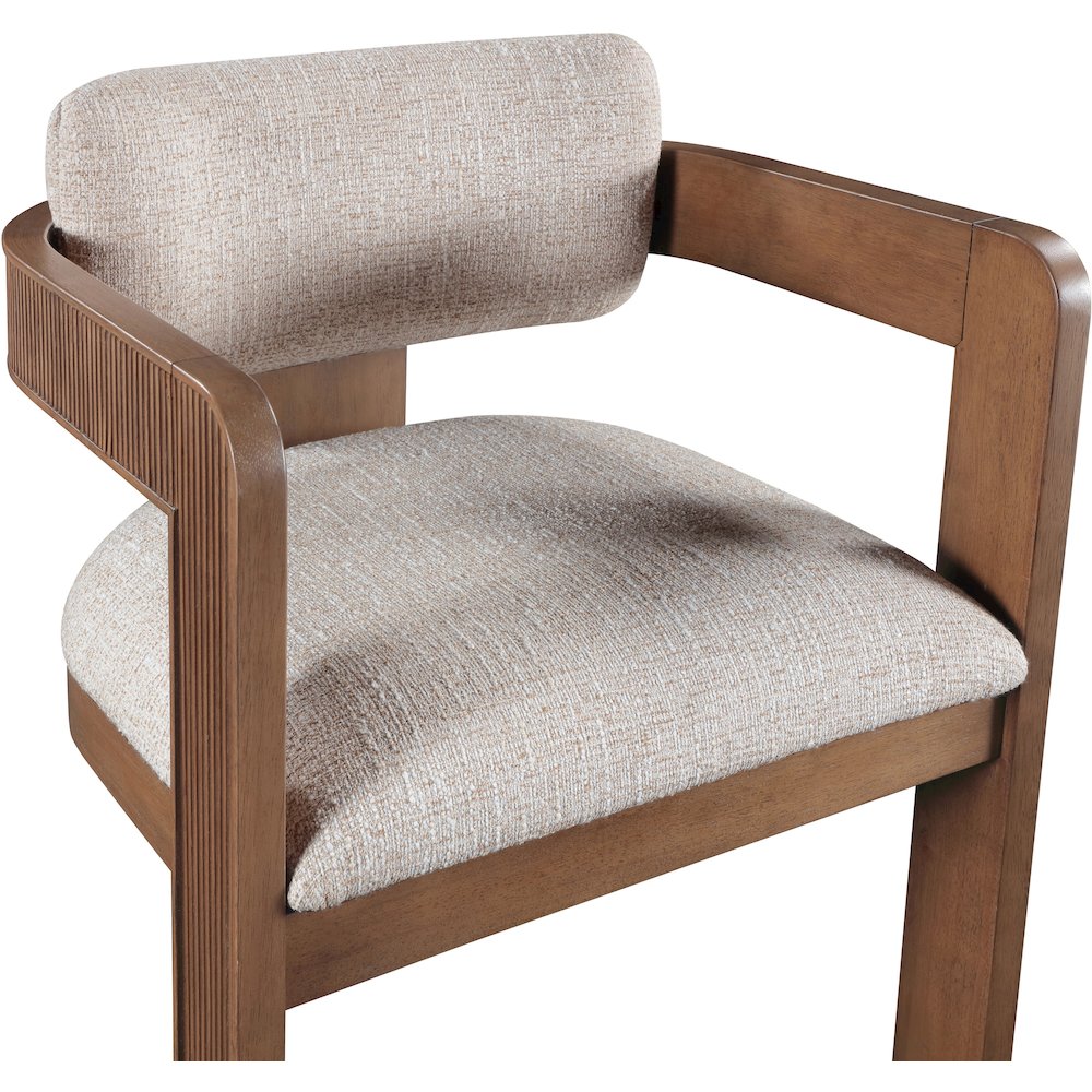 Sacha Beige Linen Textured Fabric Dining Chair, Set of 2