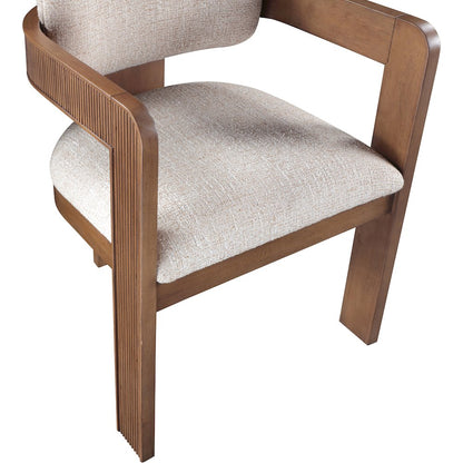 Sacha Beige Linen Textured Fabric Dining Chair, Set of 2