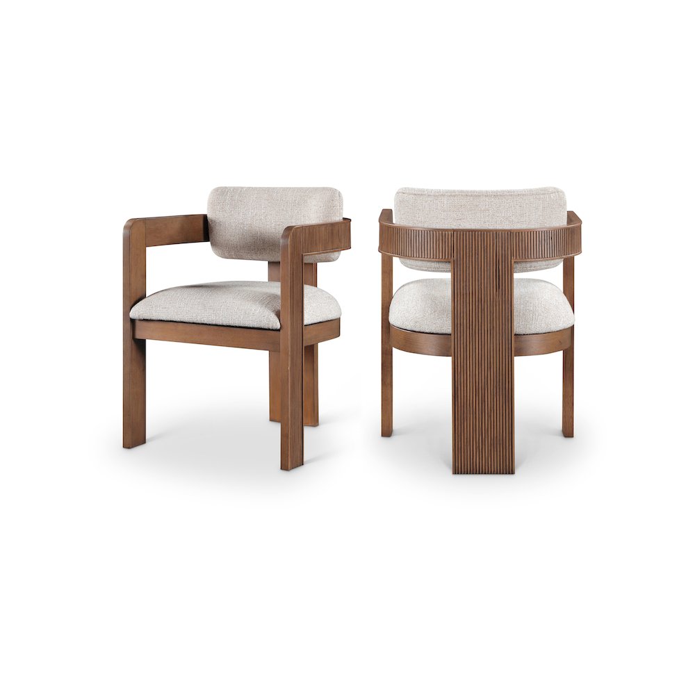 Sacha Beige Linen Textured Fabric Dining Chair, Set of 2