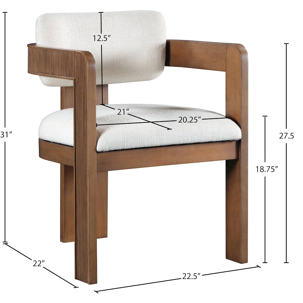 Sacha Cream Linen Textured Fabric Dining Chair, Set of 2