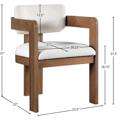 Sacha Cream Linen Textured Fabric Dining Chair, Set of 2