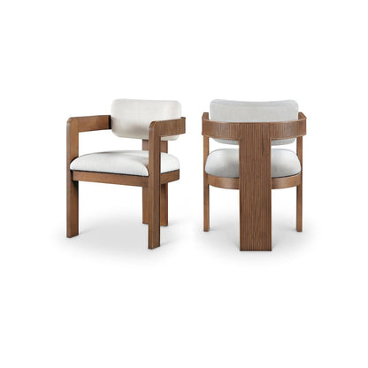 Sacha Cream Linen Textured Fabric Dining Chair, Set of 2