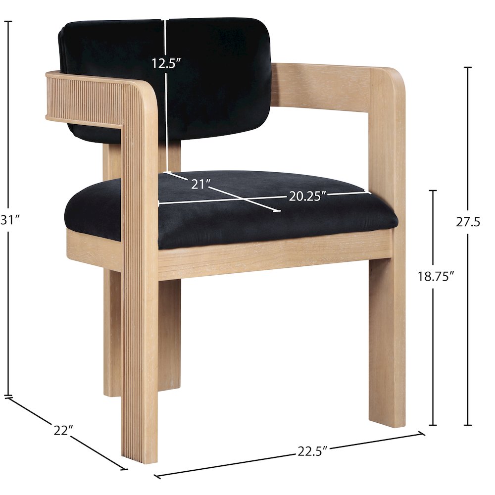 Sacha Black Velvet Dining Chair, Set of 2
