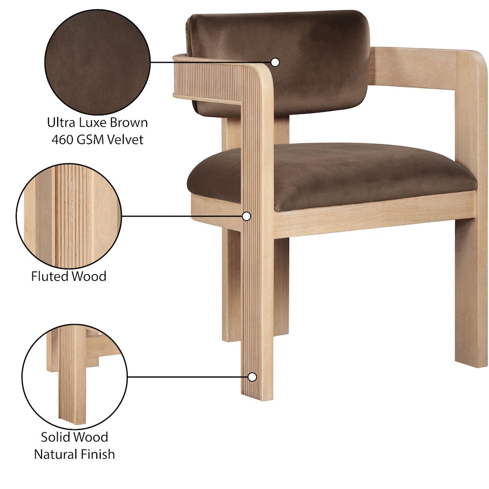 Sacha Brown Velvet Dining Chair, Set of 2