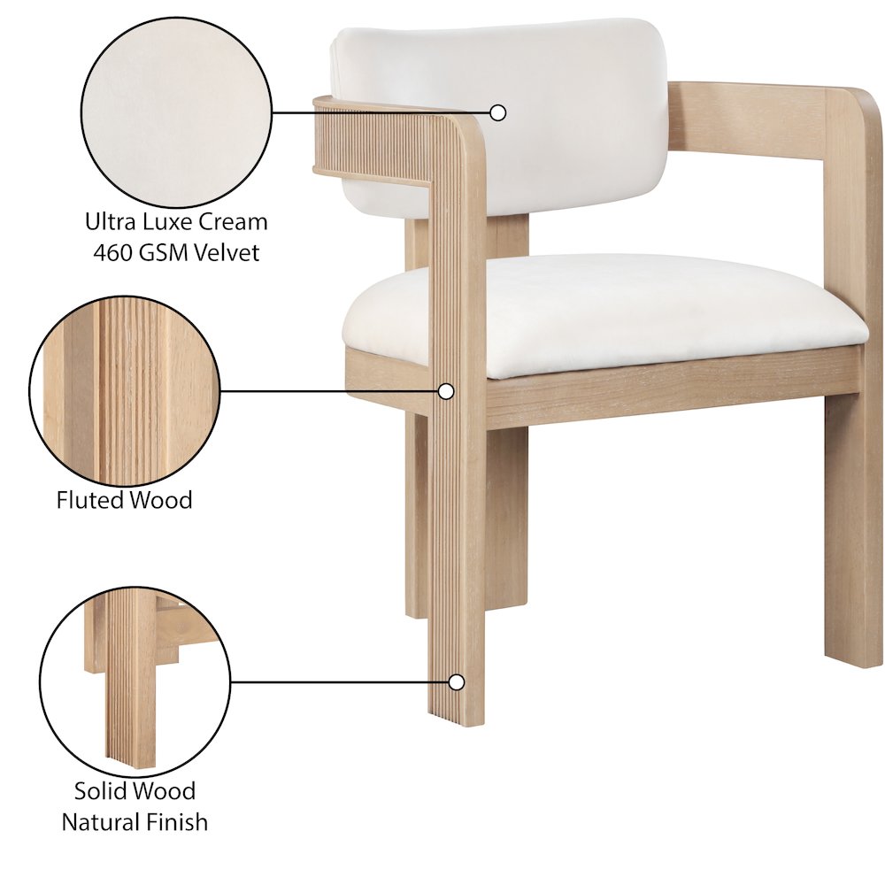 Sacha Cream Velvet Dining Chair, Set of 2