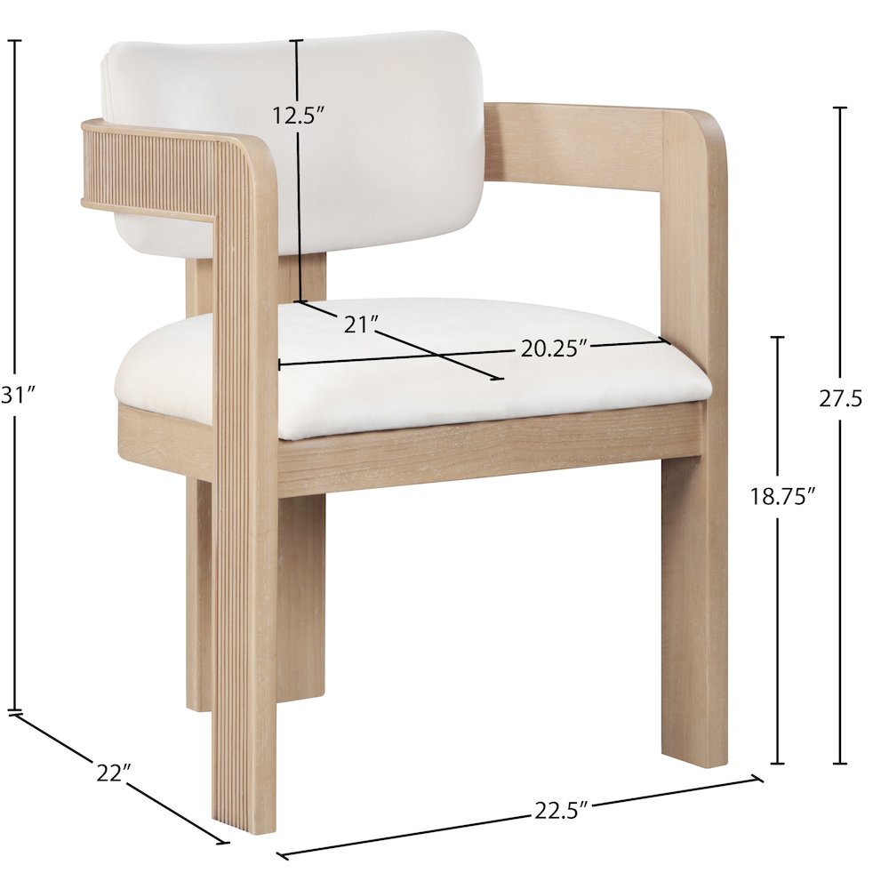 Sacha Cream Velvet Dining Chair, Set of 2