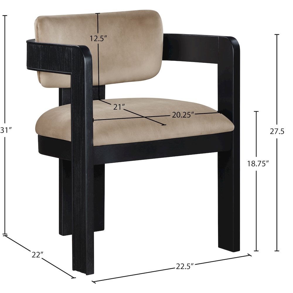 Sacha Beige Velvet Dining Chair, Set of 2