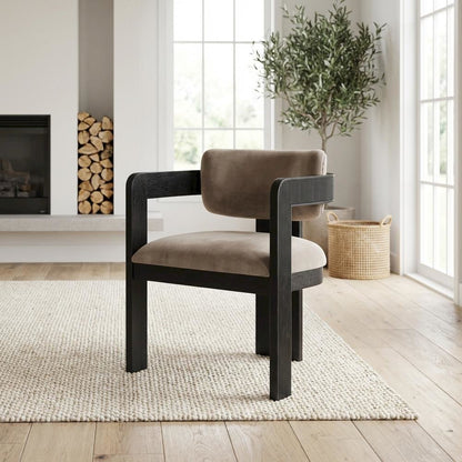 Black Velvet Dining Chairs Set of 2 with Armrests and Art Deco Style