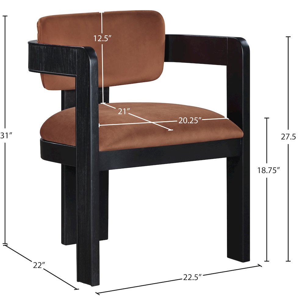 Sacha Cognac Velvet Dining Chair, Set of 2