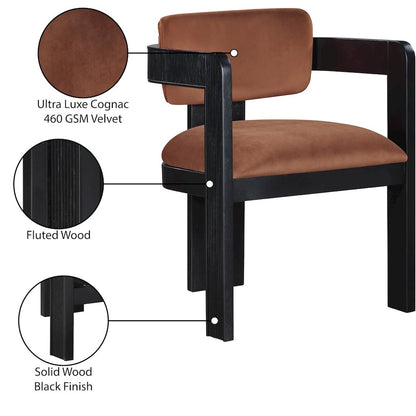 Sacha Cognac Velvet Dining Chair, Set of 2