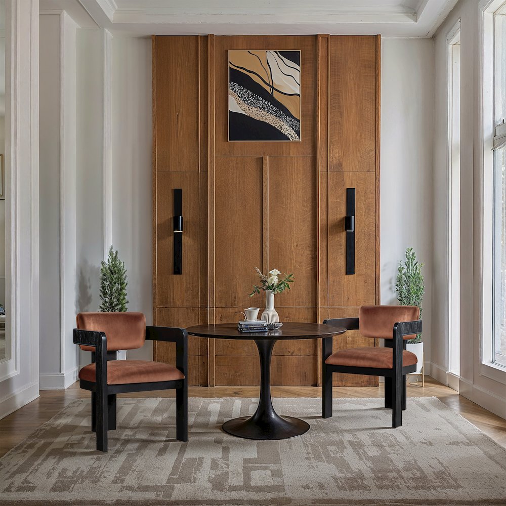 Sacha Cognac Velvet Dining Chair, Set of 2
