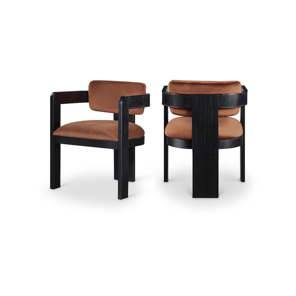 Sacha Cognac Velvet Dining Chair, Set of 2