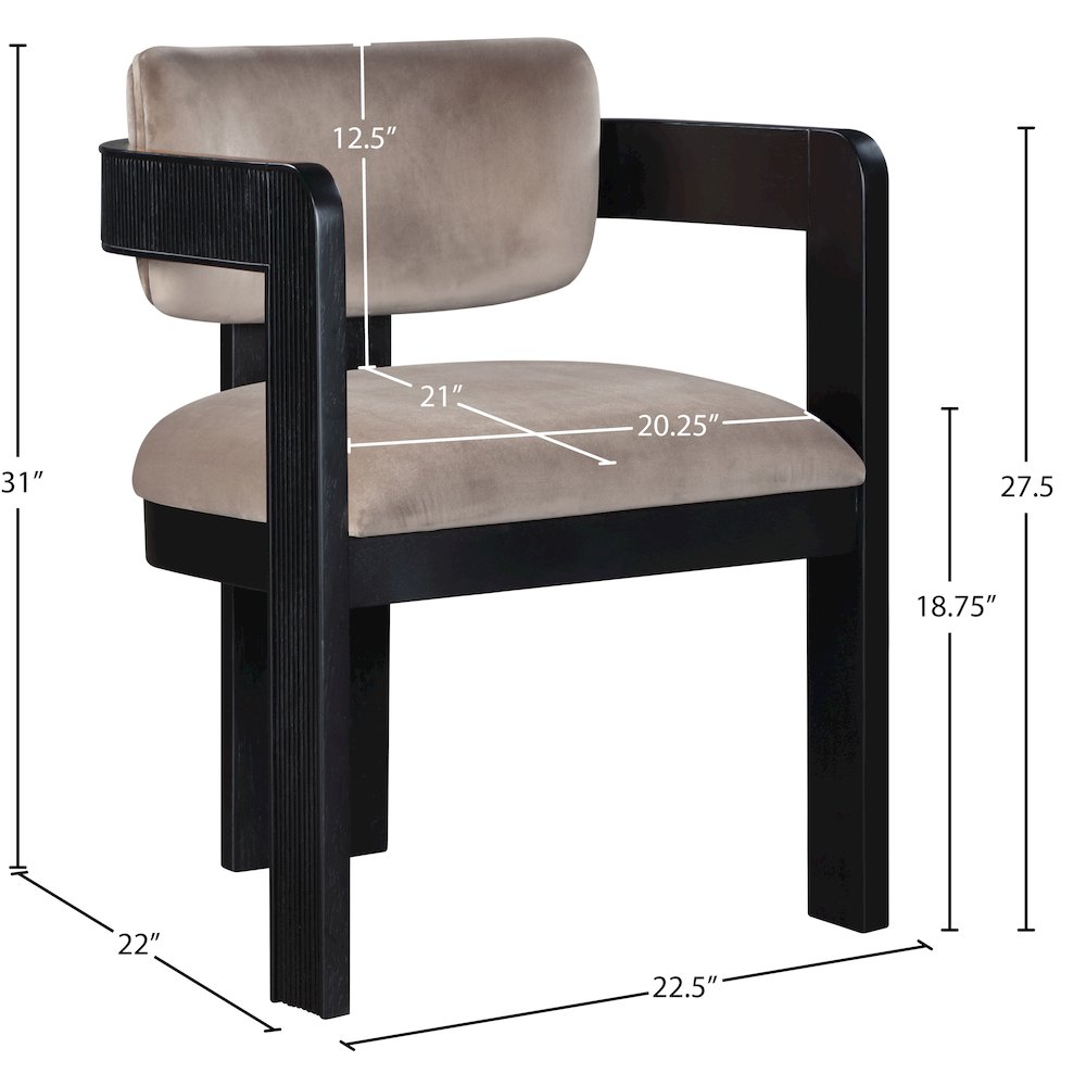 Sacha Taupe Velvet Dining Chair, Set of 2