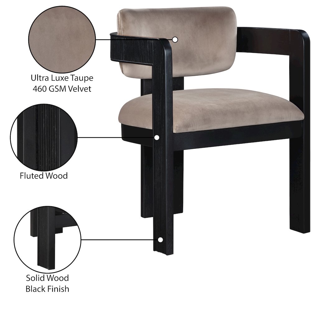 Sacha Taupe Velvet Dining Chair, Set of 2
