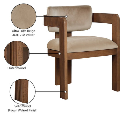 Sacha Beige Velvet Dining Chair, Set of 2