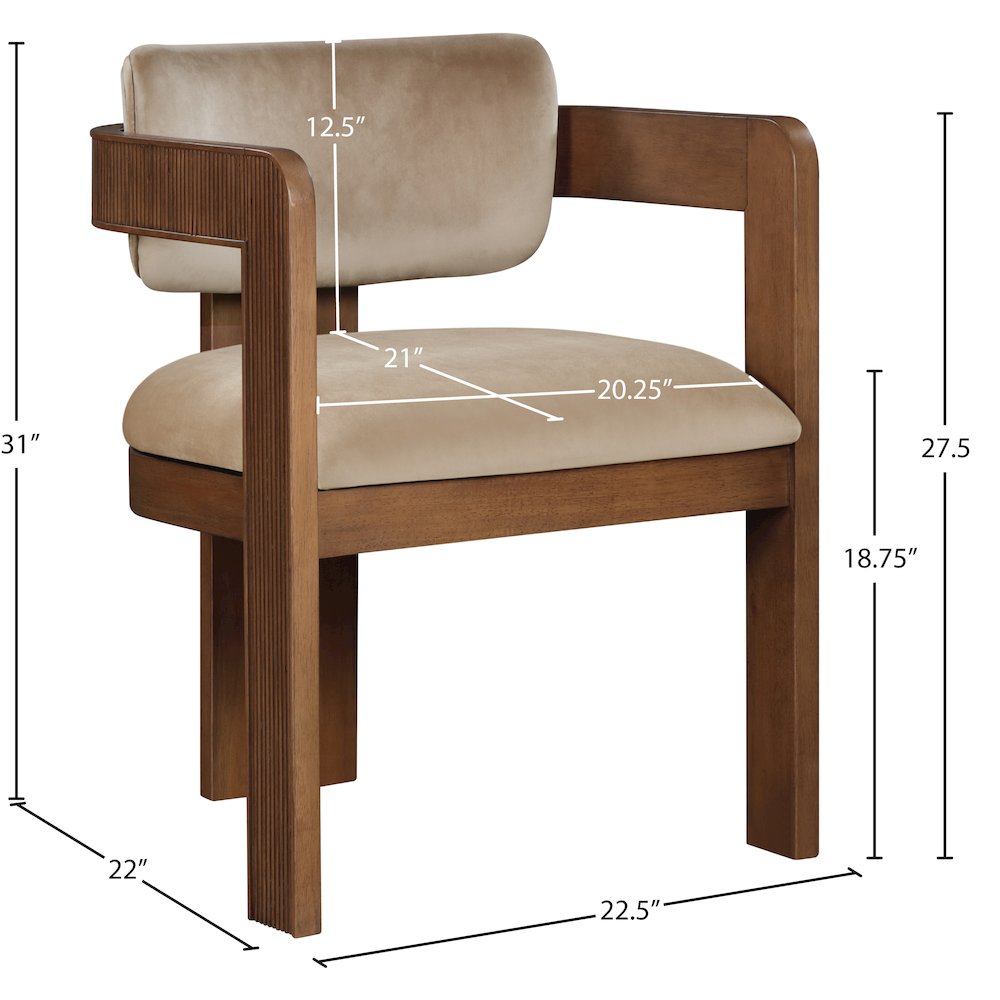 Sacha Beige Velvet Dining Chair, Set of 2