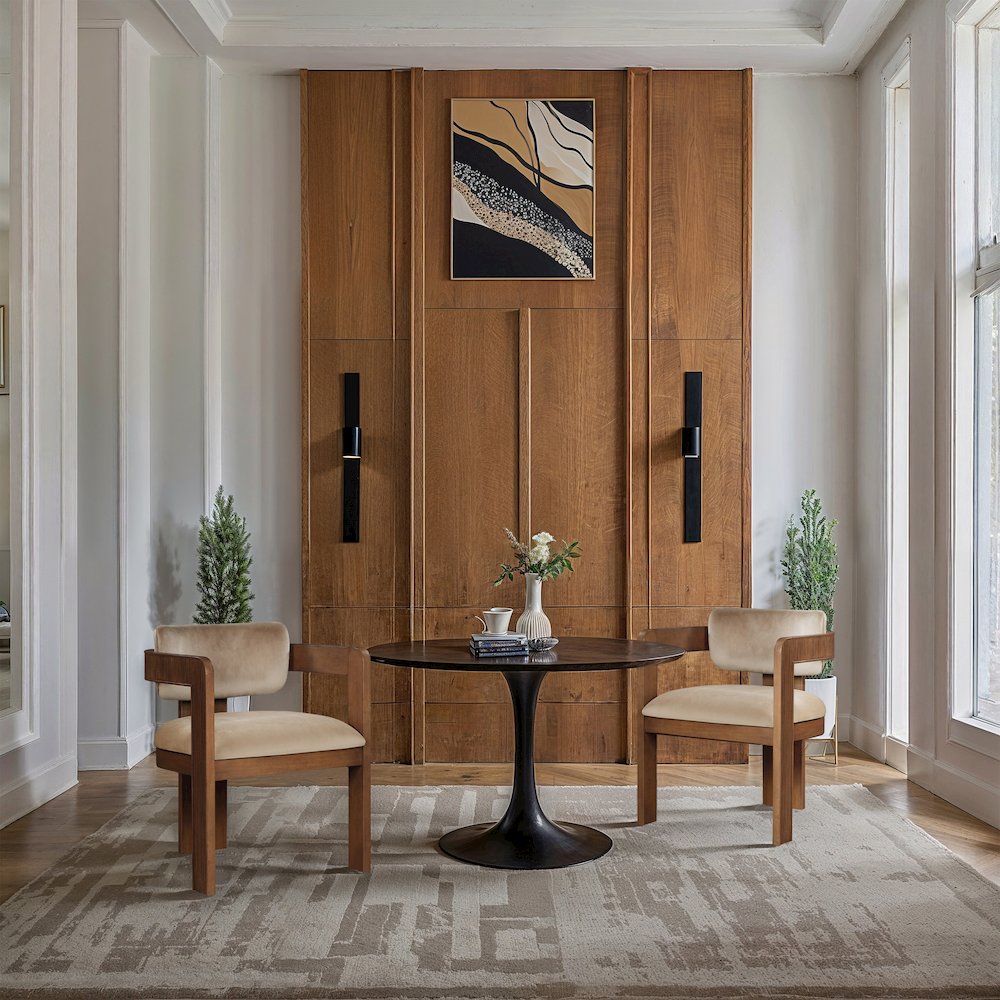 Sacha Beige Velvet Dining Chair, Set of 2