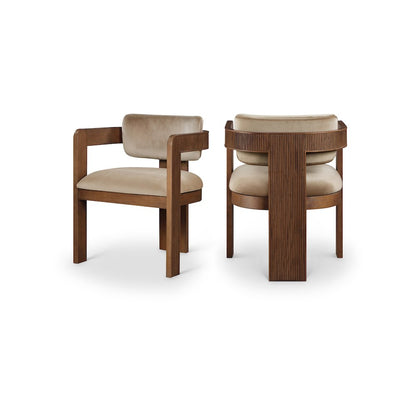 Sacha Beige Velvet Dining Chair, Set of 2