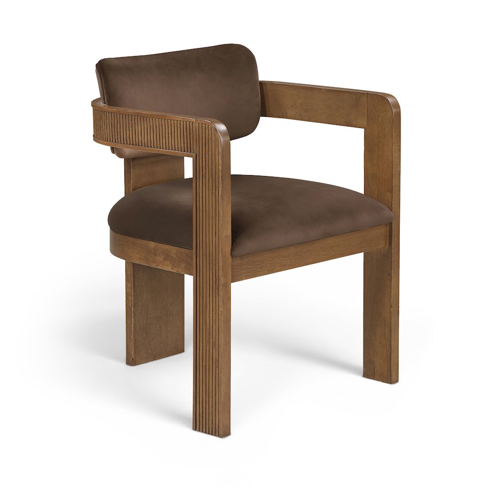 Sacha Brown Velvet Upholstered Dining Chair, Set of 2