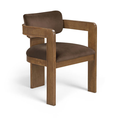 Sacha Brown Velvet Upholstered Dining Chair, Set of 2