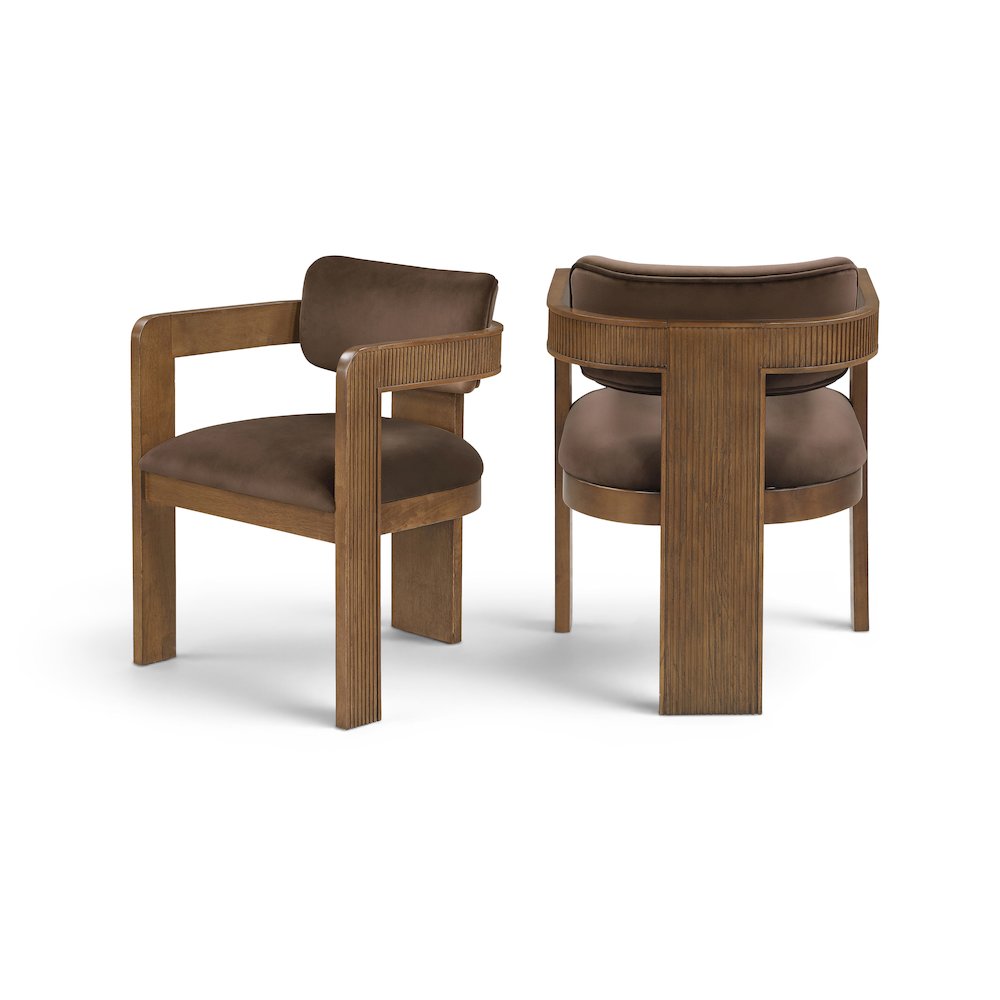 Sacha Brown Velvet Upholstered Dining Chair, Set of 2