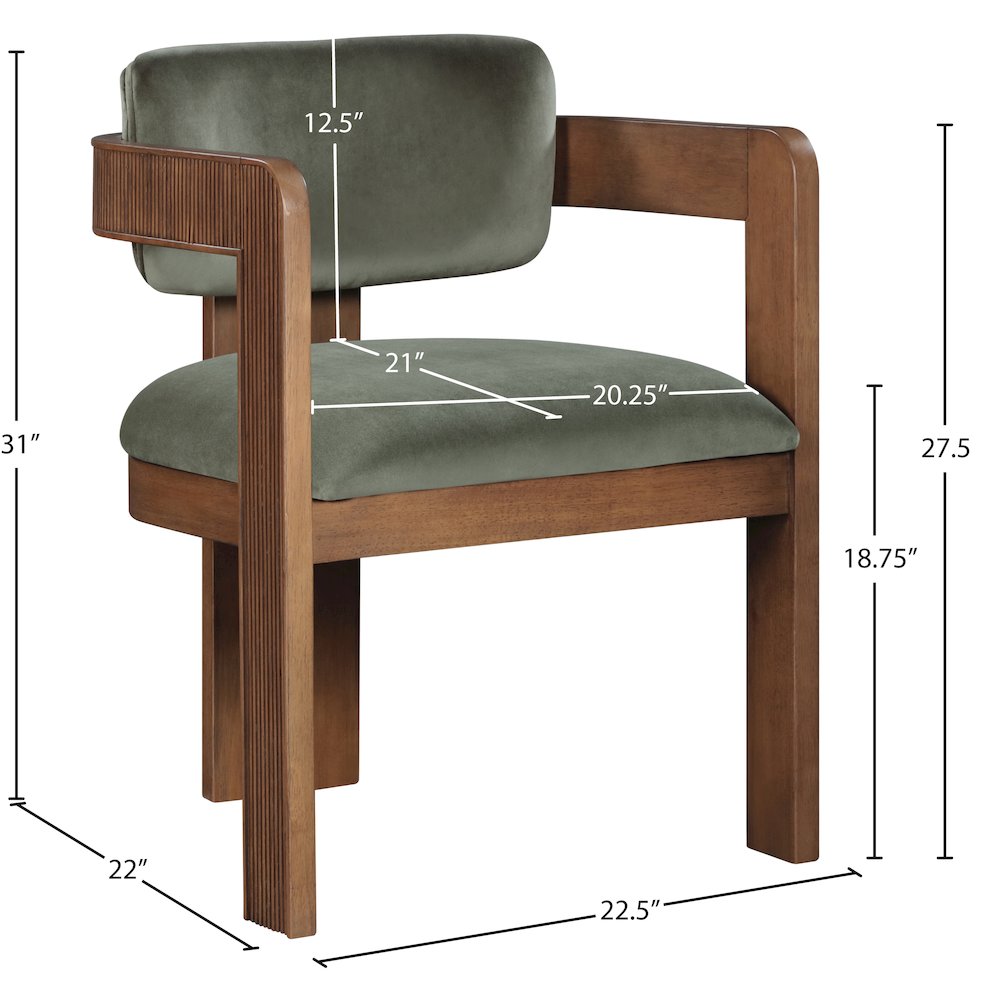 Sacha Green Velvet Dining Chair, Set of 2