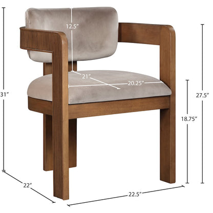 Sacha Taupe Velvet Dining Chair, Set of 2