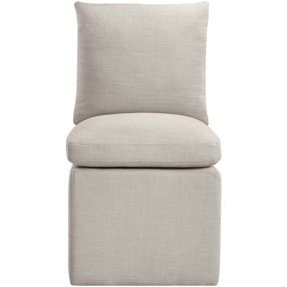 Nelori Beige Linen Textured Performance Fabric Dining Chair, Set of 2