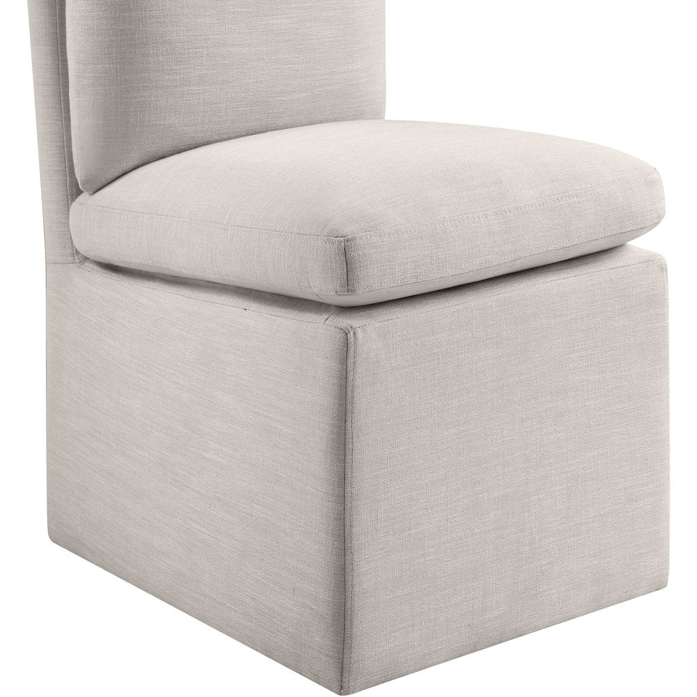 Nelori Beige Linen Textured Performance Fabric Dining Chair, Set of 2