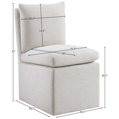 Nelori Cream Linen Textured Performance Fabric Dining Chair, Set of 2