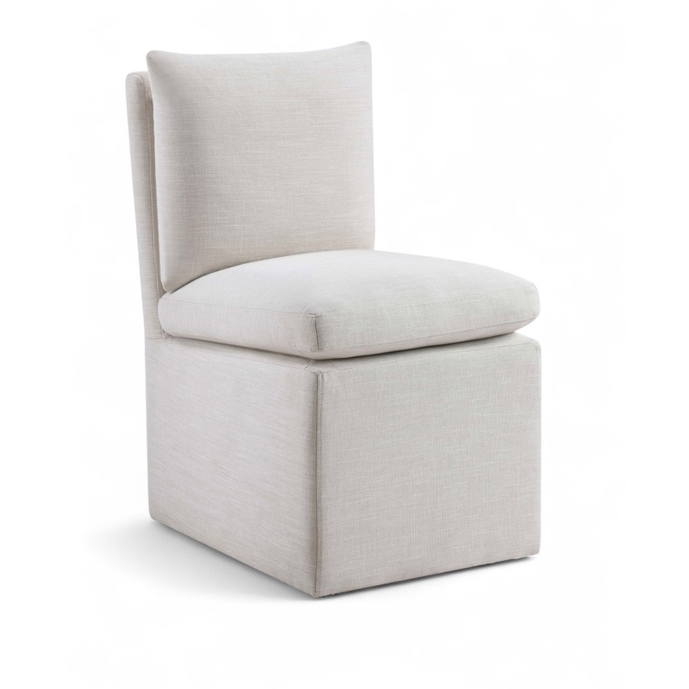 Nelori Cream Linen Textured Performance Fabric Dining Chair, Set of 2