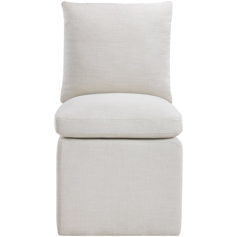 Nelori Cream Linen Textured Performance Fabric Dining Chair, Set of 2