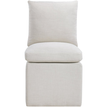 Nelori Cream Linen Textured Performance Fabric Dining Chair, Set of 2