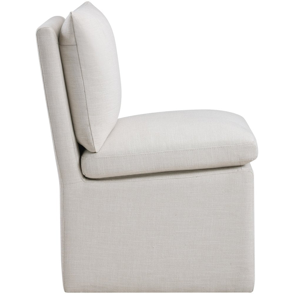Nelori Cream Linen Textured Performance Fabric Dining Chair, Set of 2