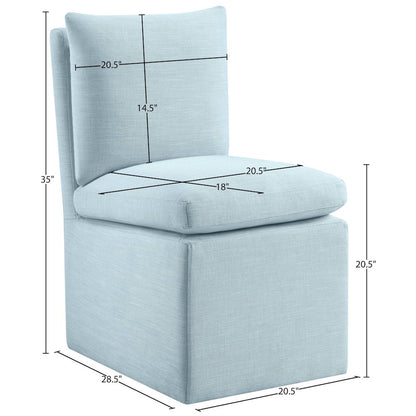 Nelori Light Blue Linen Textured Performance Fabric Dining Chair, Set of 2