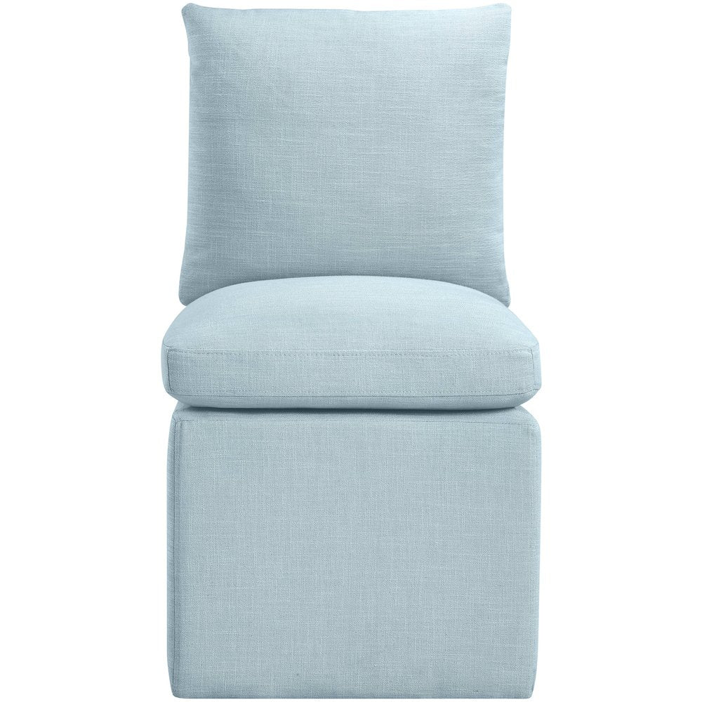 Nelori Light Blue Linen Textured Performance Fabric Dining Chair, Set of 2